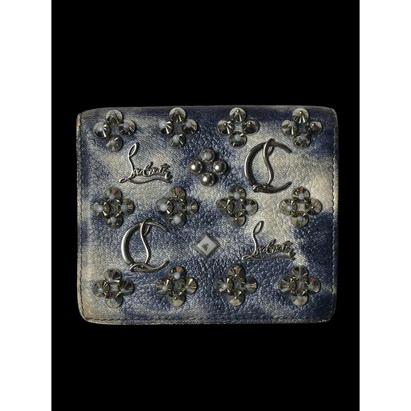 Rare Christian Louboutin Kios Spike Studs Punk Leather Bifold Wallet with COA - Picture 1 of 16